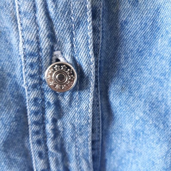 Size 10 Blue Denim A-Line Skirt Lower Thigh Length Lightweight - Picture 4 of 7